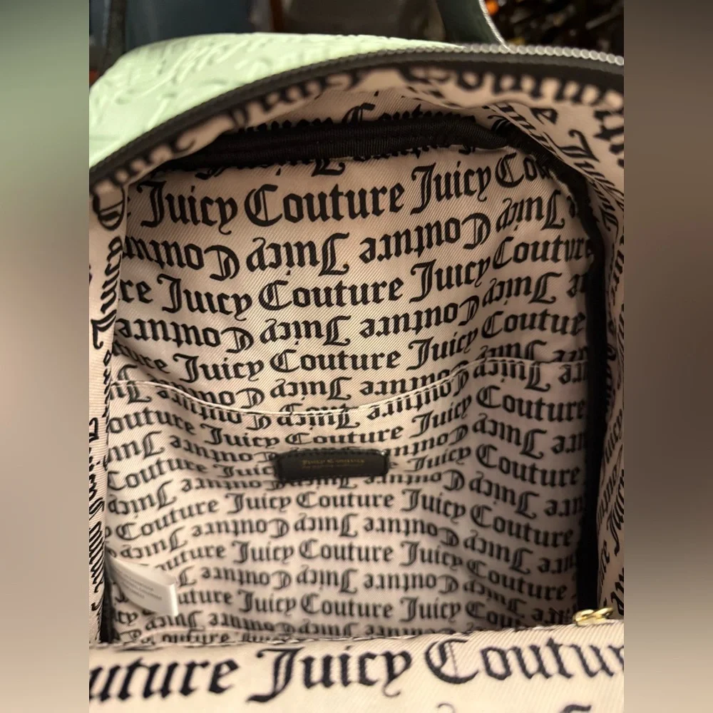 Juicy Couture Sage Green Embossed Logo Backpack NWOT Y2K Style